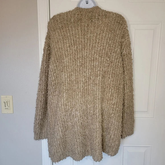 Kensie Soft Fuzzy Tan Open Front Cardigan Sweater Women's M - Picture 4 of 12